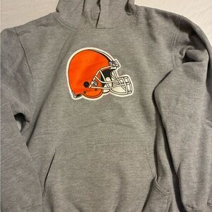 NFL Gray Hoodie with Orange Cleveland Browns Helmet Design